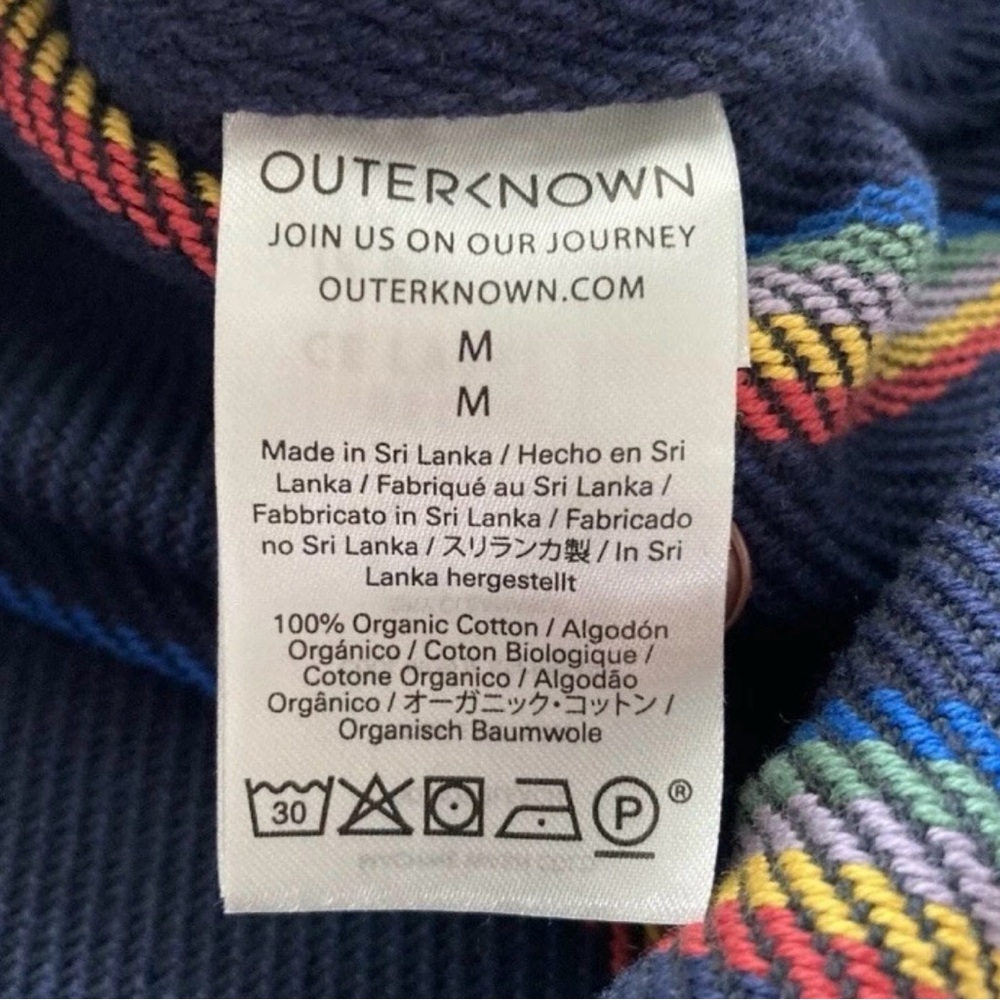 New Outerknown Blanket Shirt Mens Medium Blue Rainbow Stripe Organic Cotton-$148 - Picture 11 of 14
